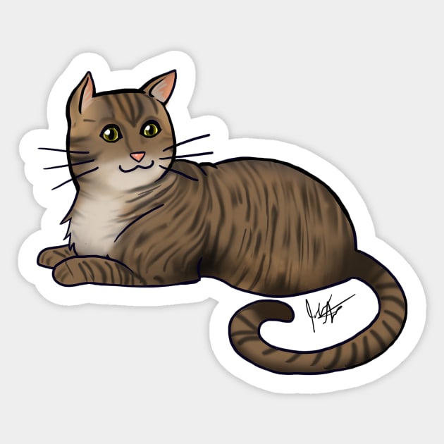 Cat - American Shorthair - Brown Tabby Sticker by Jen's Dogs Custom Gifts and Designs